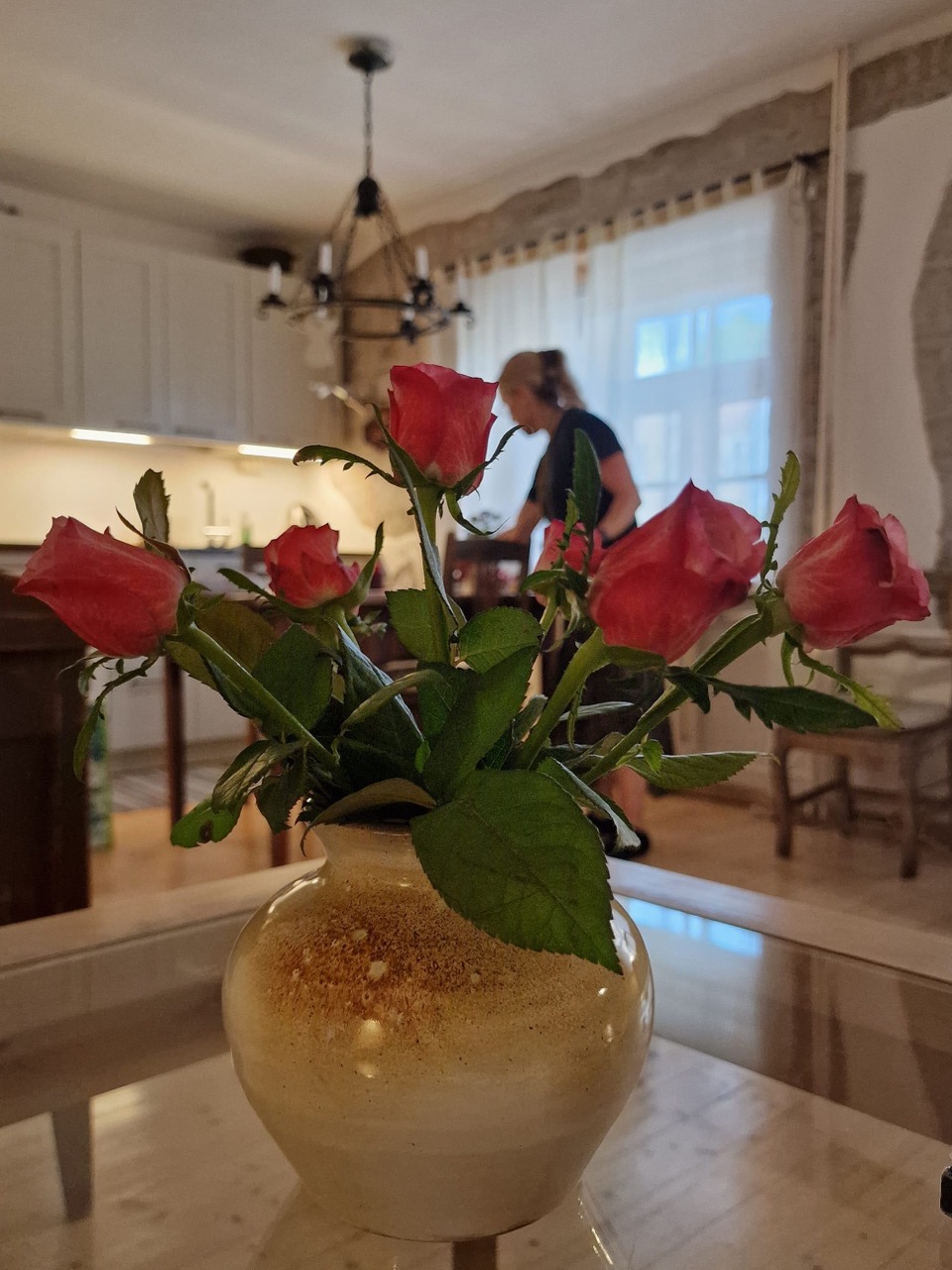 Flowers on coffee table